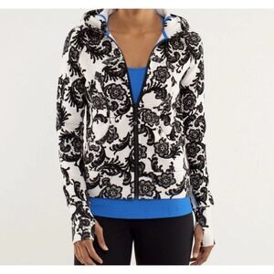 Lululemon Scuba Hoodie Laceoflage Polar Cream Black Size 8